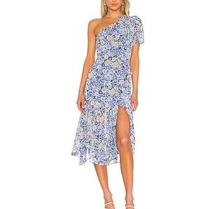 ASTR the Label Santorini Midi Dress - blue floral - size Small